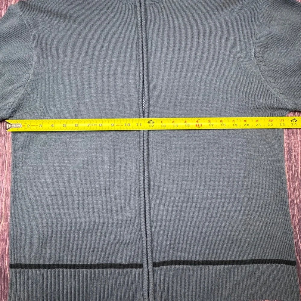 Whispering Smith Full Zip XL Acrylic Blue Orange Stripe Mock Neck Knit Sweater